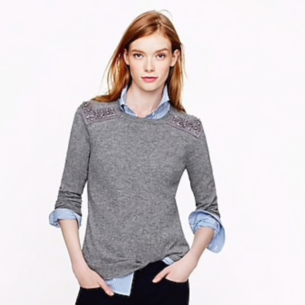J. Crew jeweled shoulder sweater in size Medium